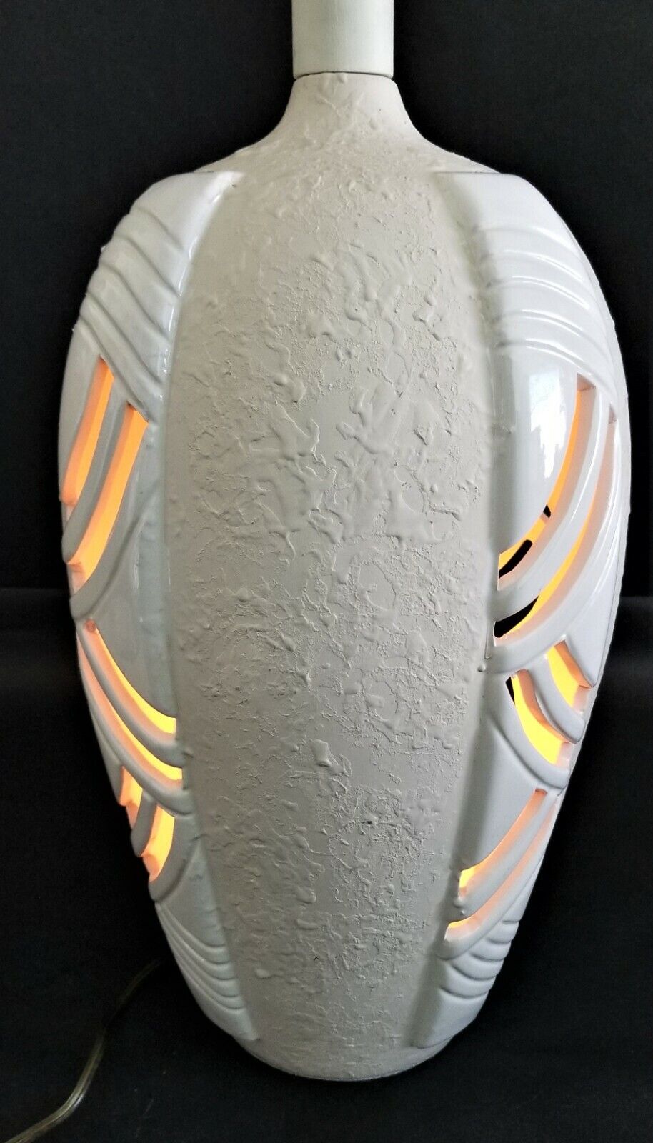 Vintage Ceramic Reticulated Table Lamp with Inside Light