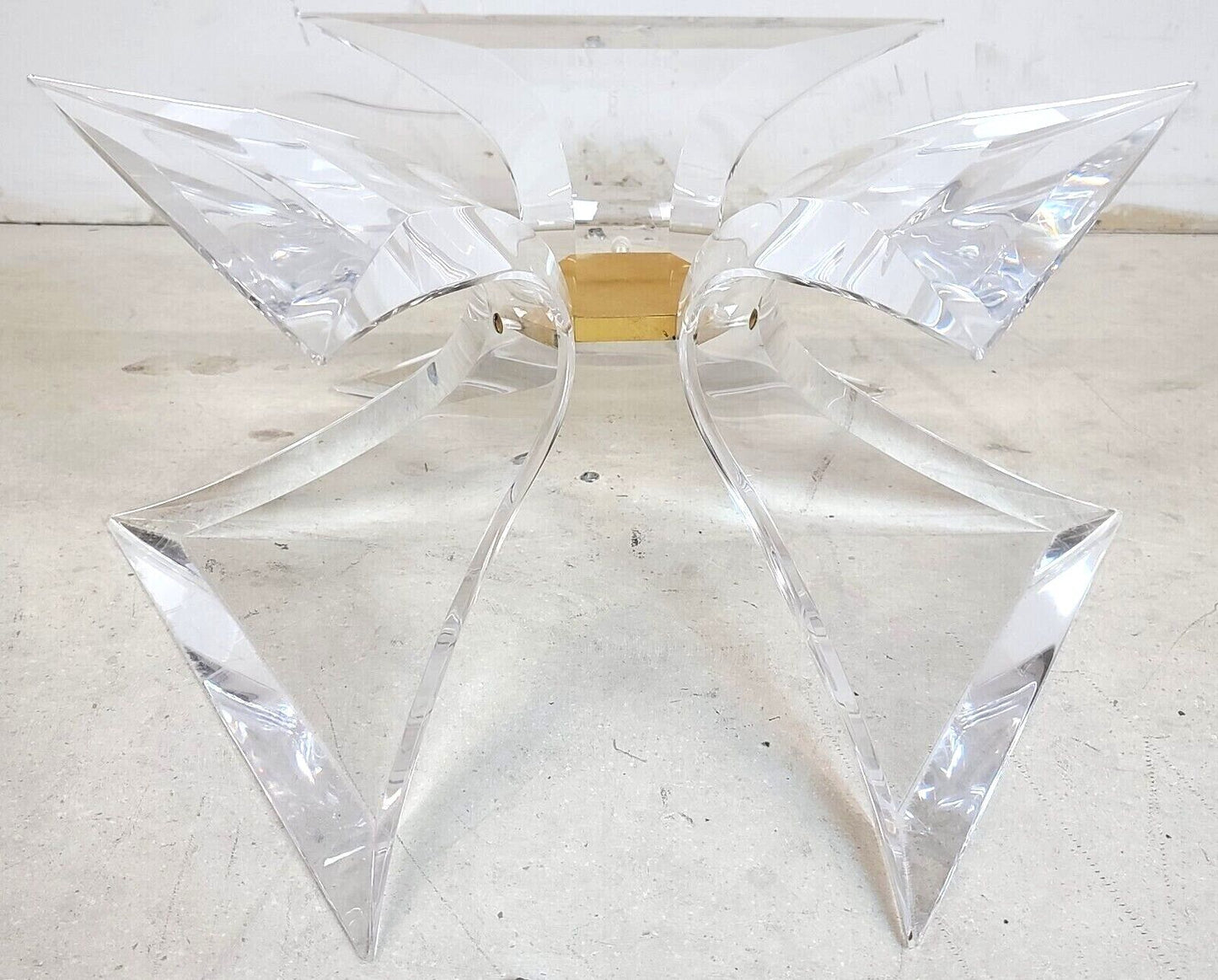 Vintage Signed Butterfly Lucite Brass & Glass Coffee Table by LION IN FROST
