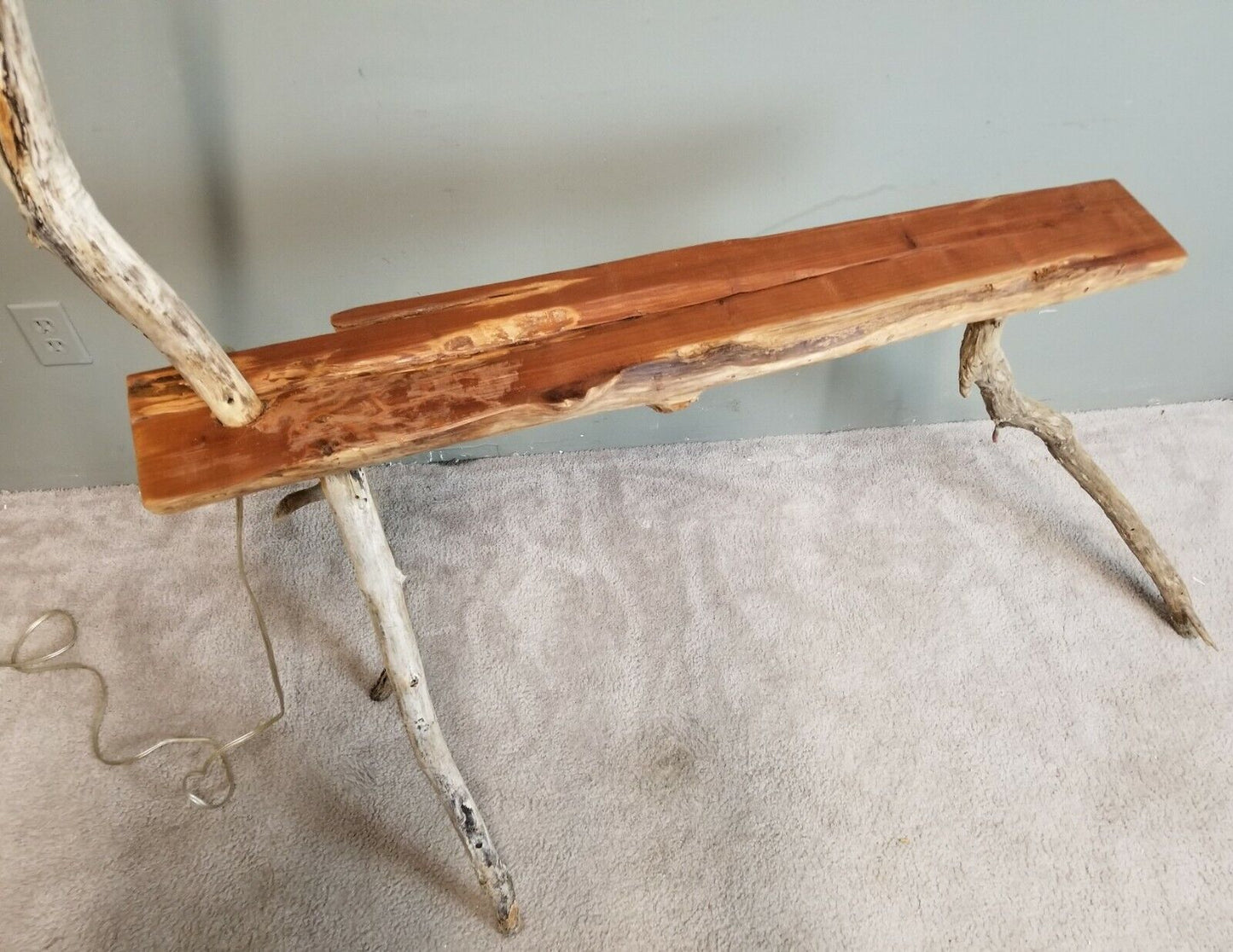 Vintage Large Animal Driftwood Floor Lamp w Table Horse Deer Beach House Coastal