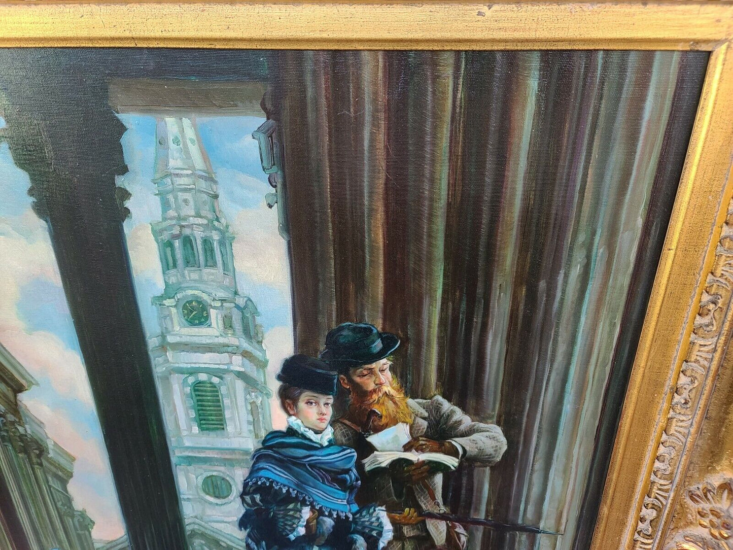 Signed E. R. BRETT Original Oil Painting Framed on Canvas