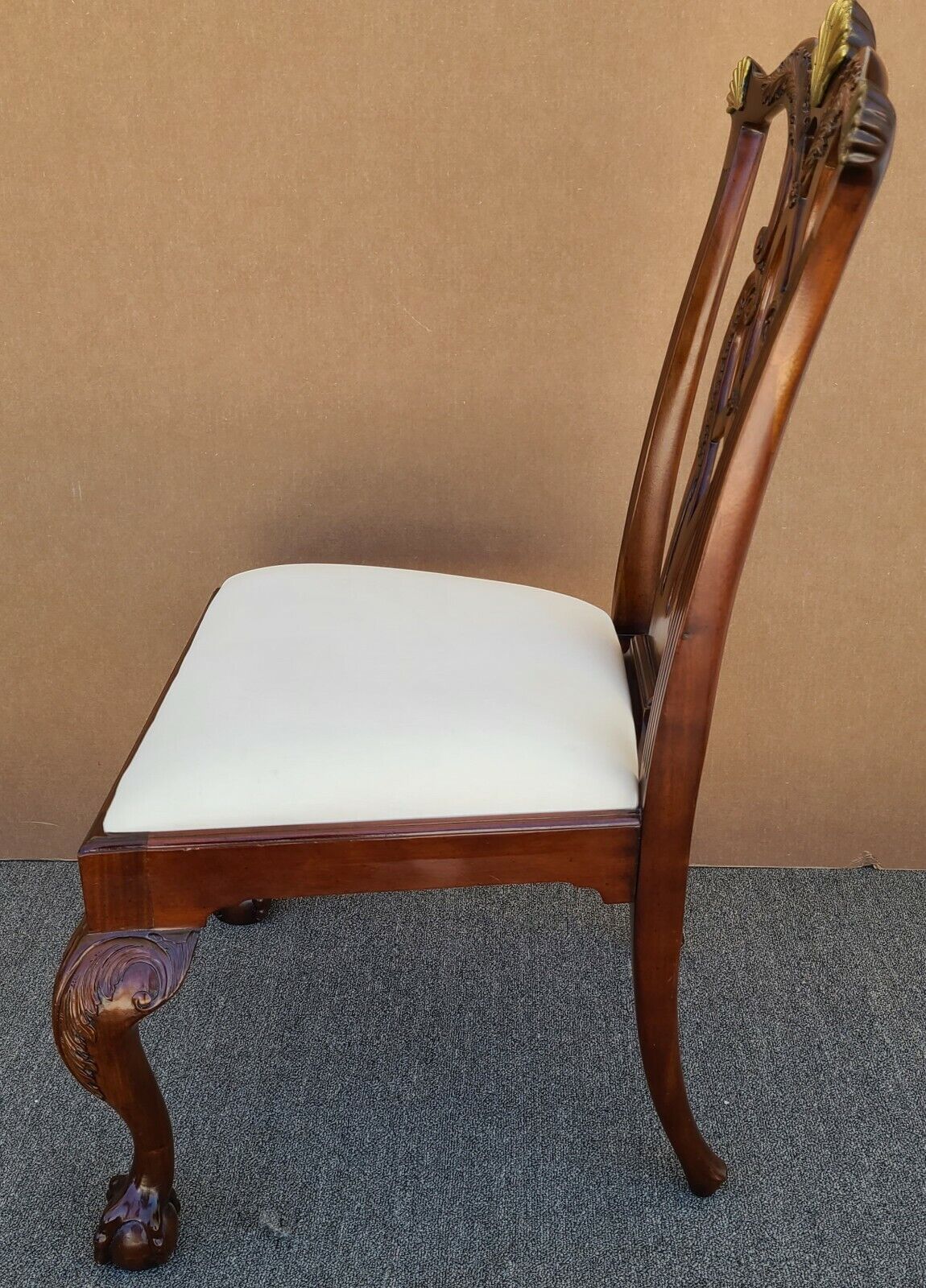 MAITLAND SMITH Chippendale Ball & Claw Mahogany Brass Dining Desk Accent Chair