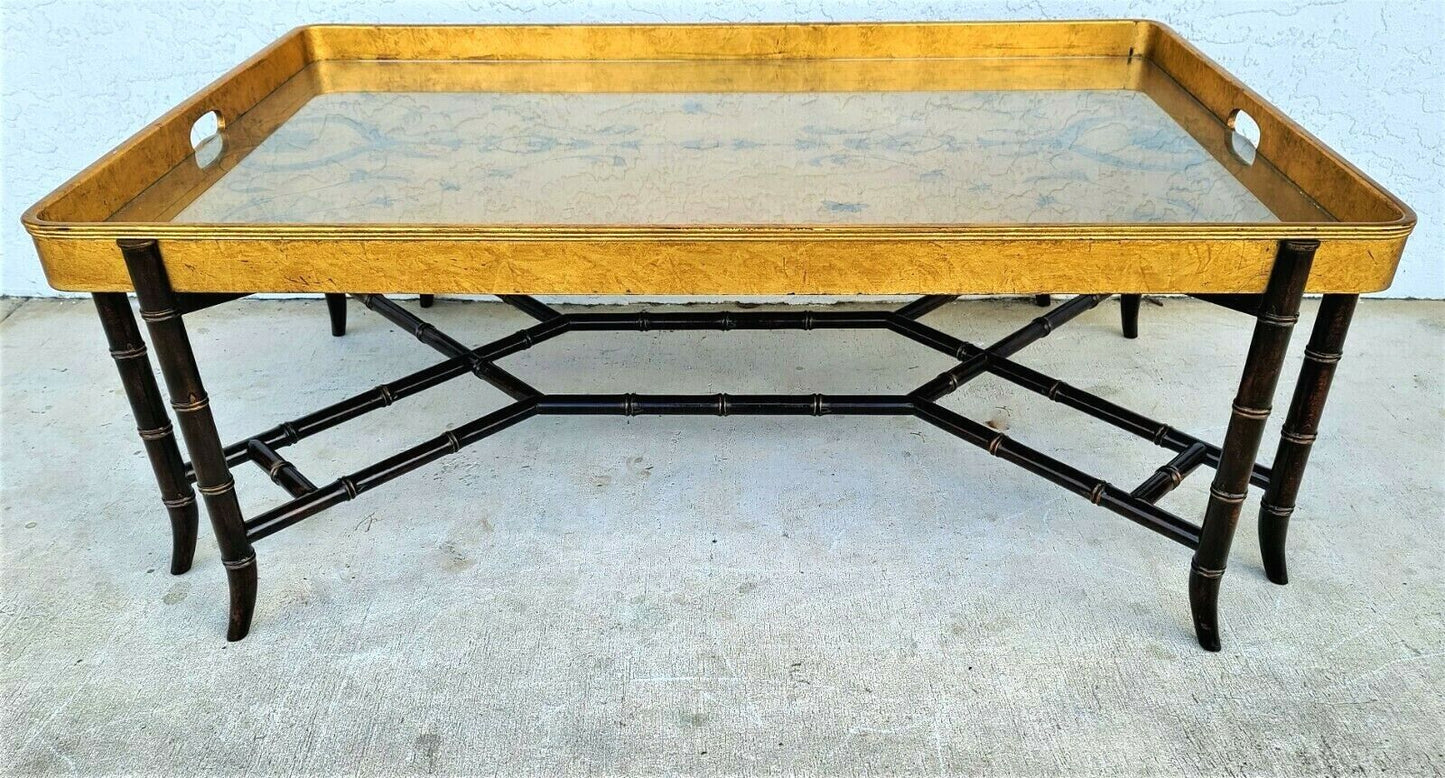 EJ VICTOR Gilt Tray Top Faux Bamboo Cocktail Coffee Table