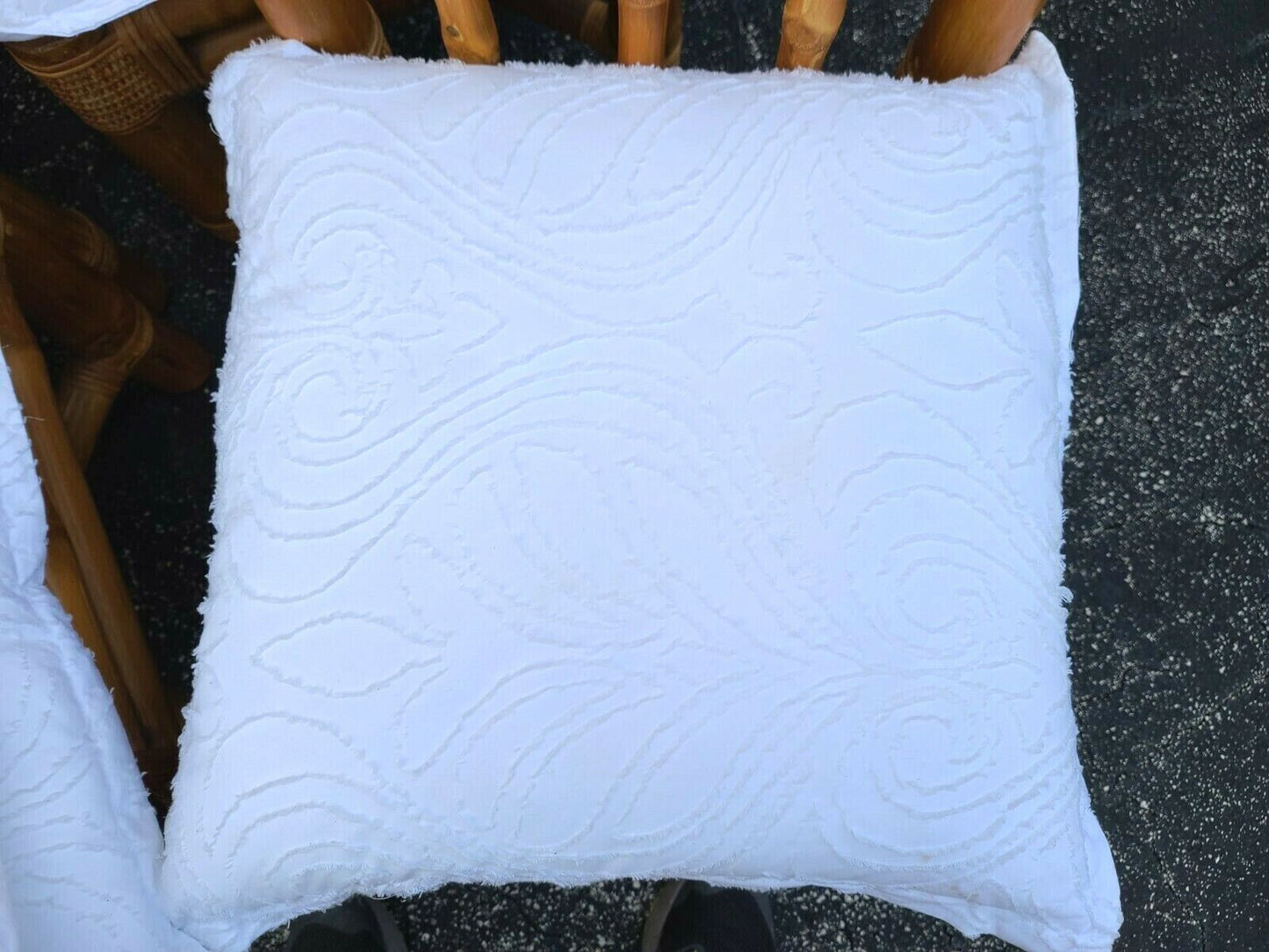 (6) Vintage Elephant Bamboo Rattan Wicker Dining Chairs with Cushions by HEINSA