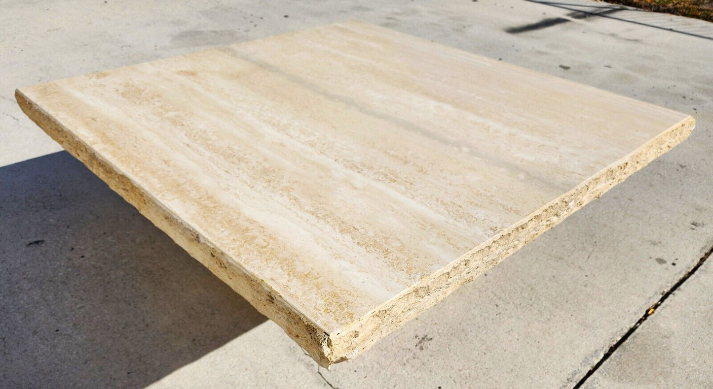 Italian Live Edge Travertine Polished Coffee Table 1970s by STONE INTERNATIONAL