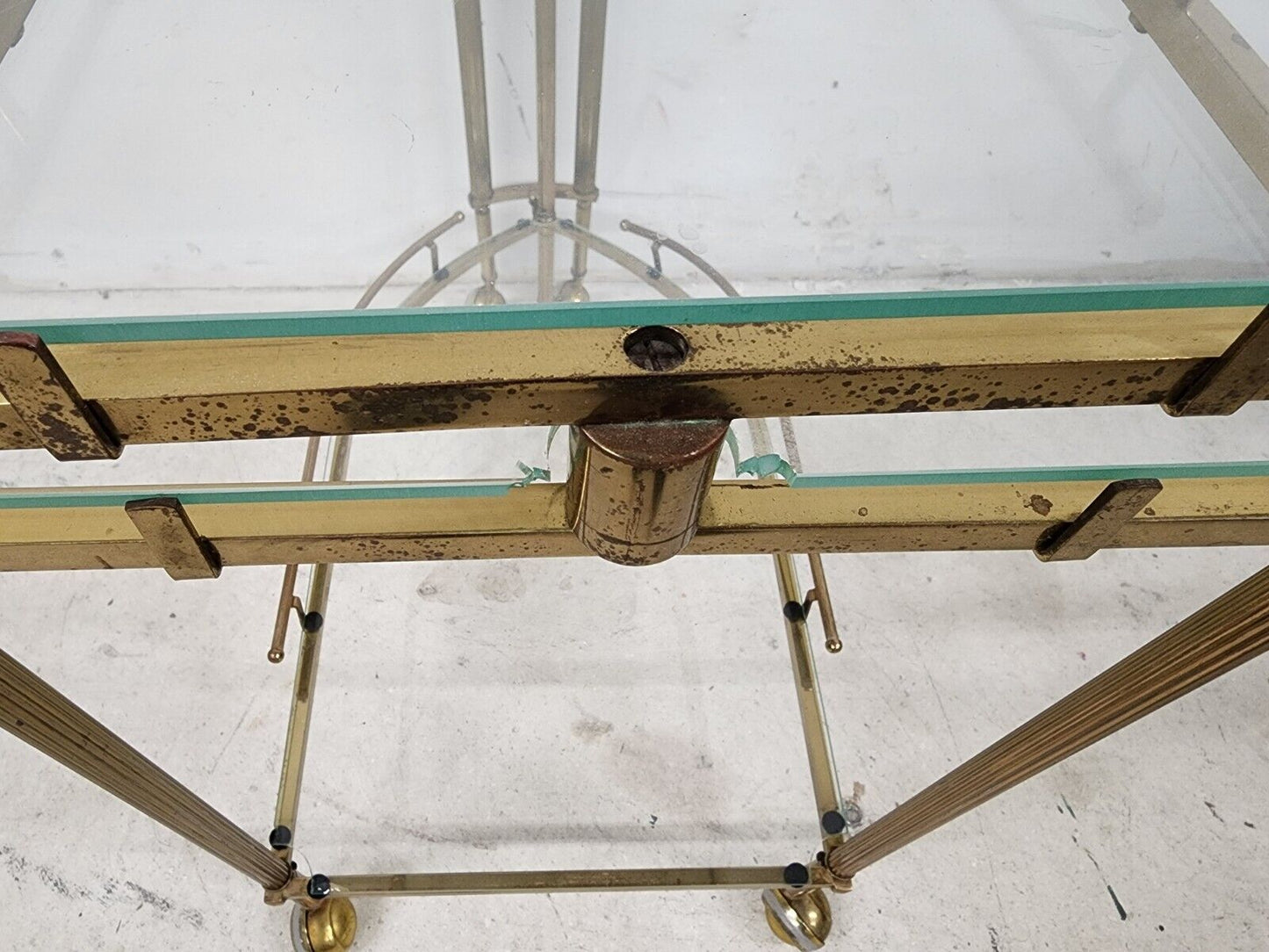 Vintage Bar Cart Folding Brass & Glass GLOBAL VIEWS Style
