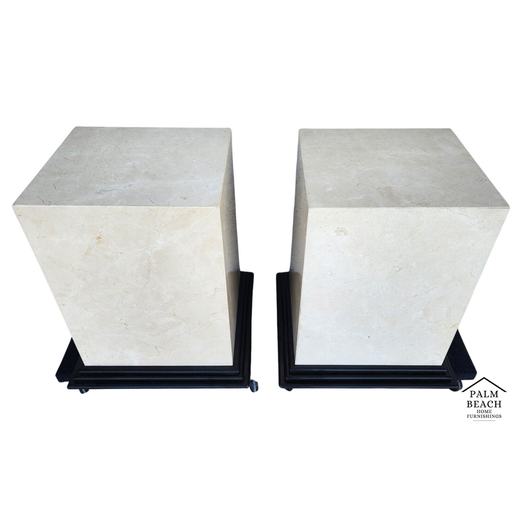 Polished Italian Travertine Marble Dining Table Bases Side Tables Display Stands