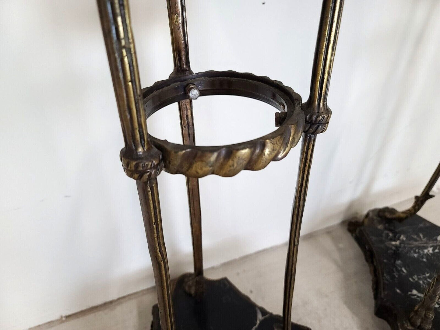 Antique Grand Entrance Italian Brass Griffins & Marble Display Stands - A Pair