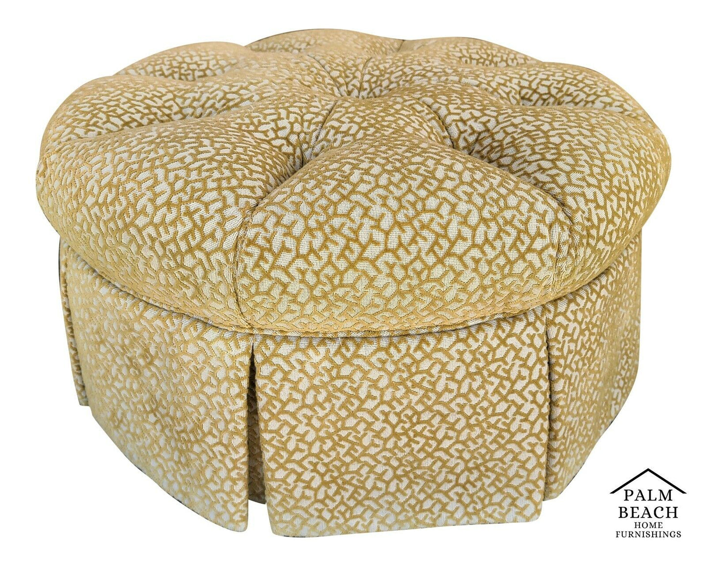 FERGUSON COPELAND Tufted French Nail Trimmed Hourglass Pouf Ottoman Footstool