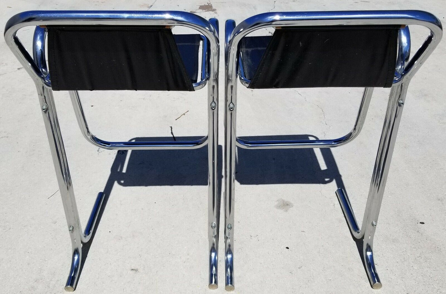 60's Pair of JERRY JOHNSON ARCADIA Mid Century Modern Tubular Chrome Bar Stools