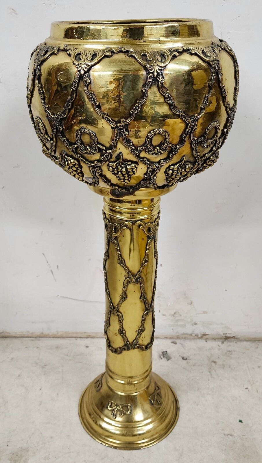 2 Antique Brass Planter Stands