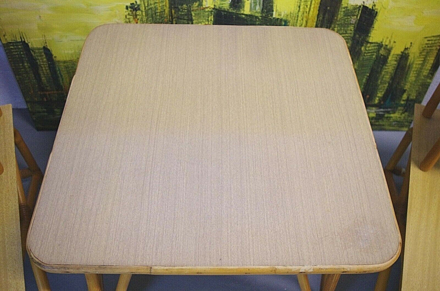 (1) Vintage Mid Century Modern BOHO Bamboo Mica Side Coffee Table