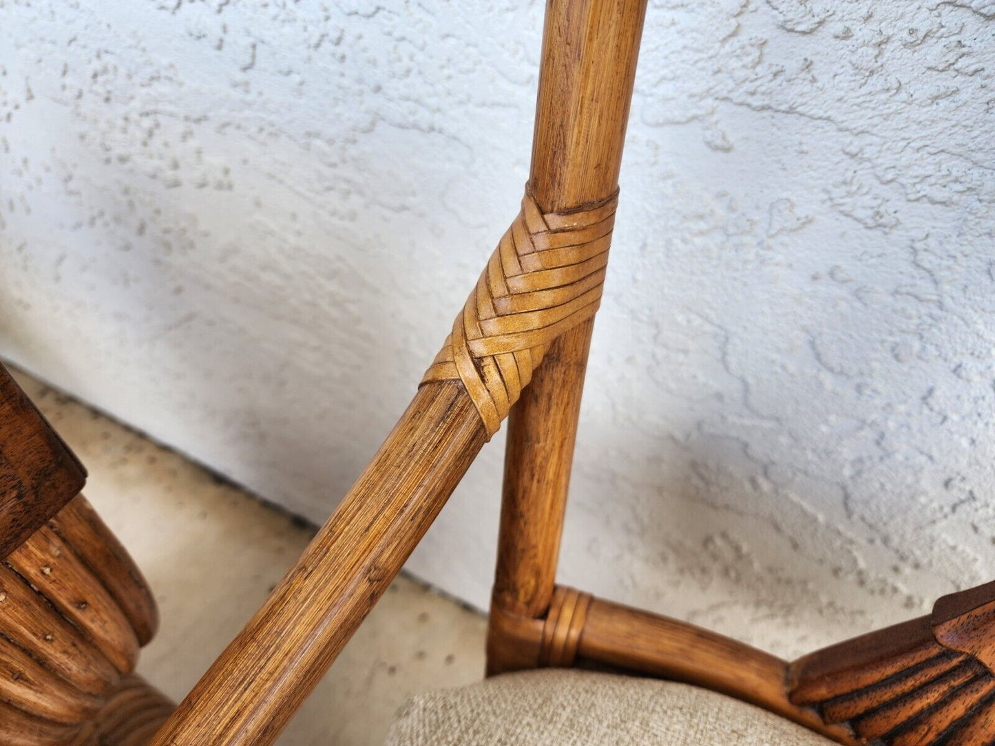 Bamboo Dining Set Rattan Wheat Back Chairs 5 Piece