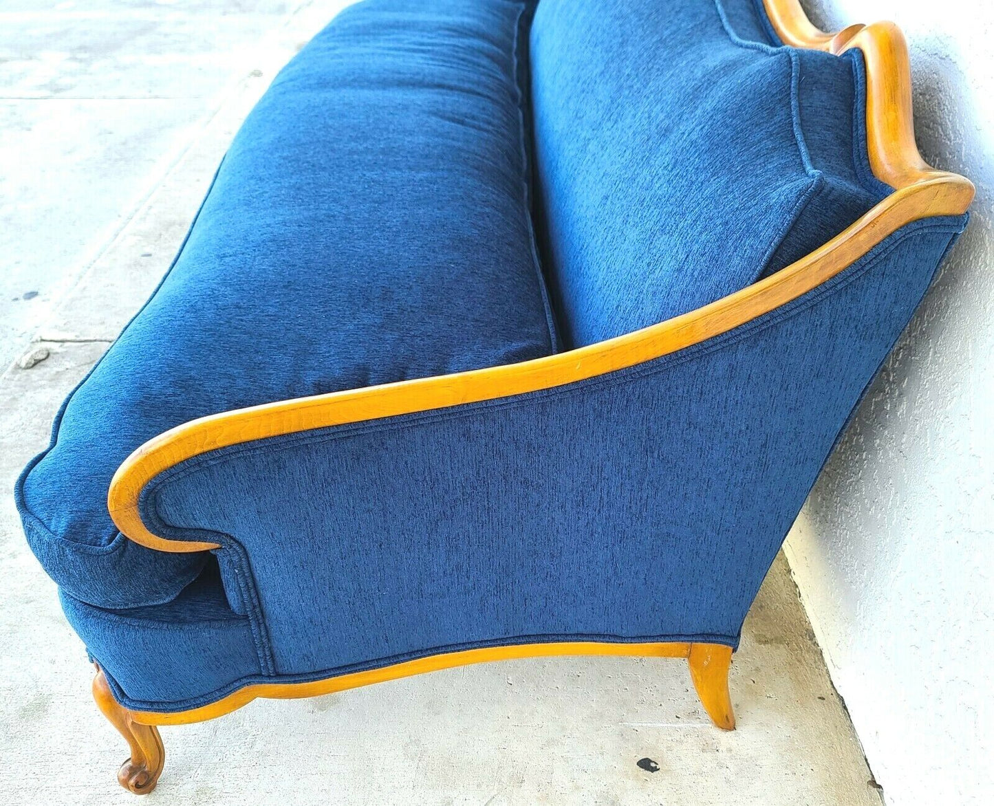 French Provincial Louis XV Style Sofa with Serpentine Carved Back