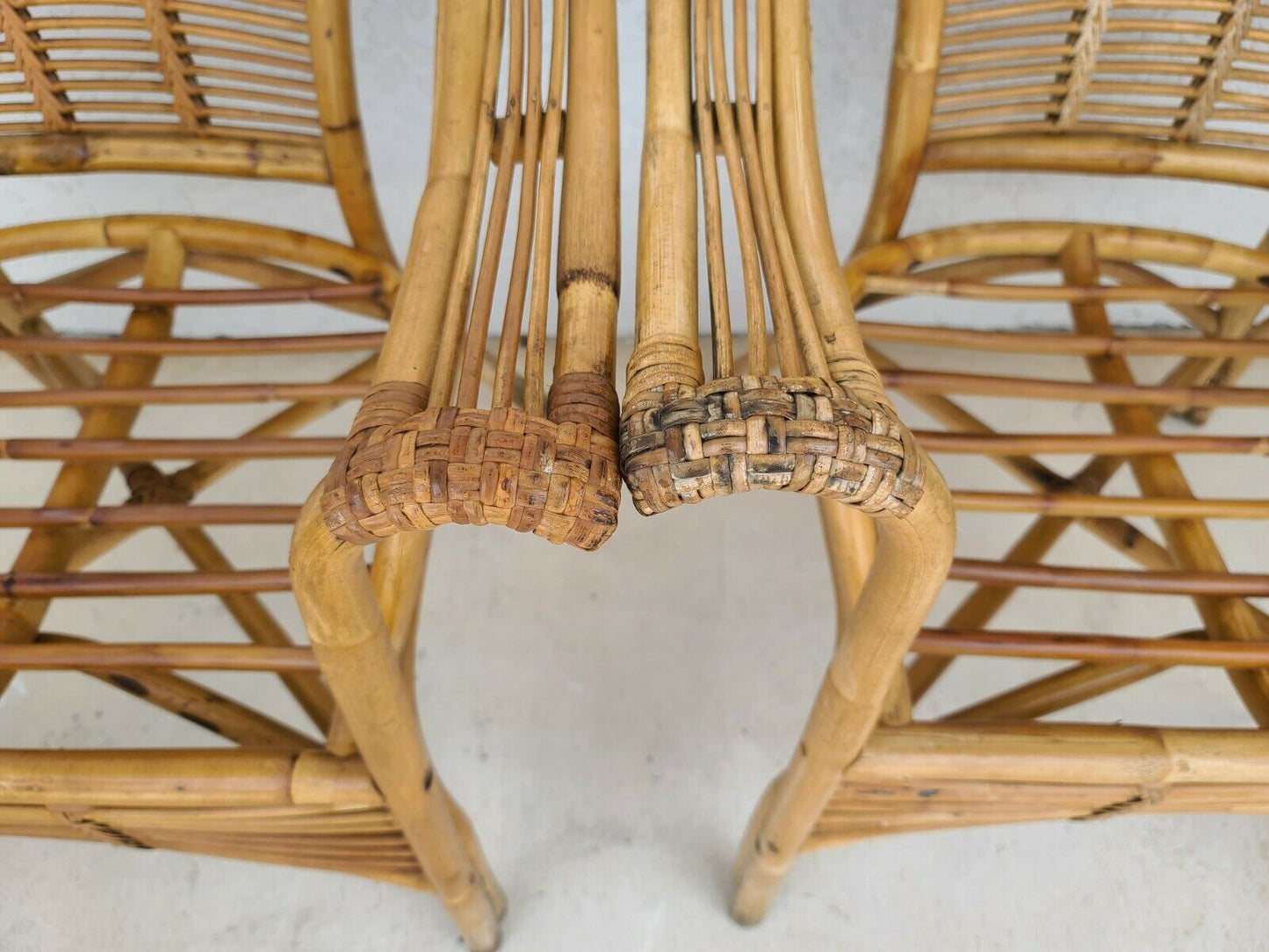 Set of 4 MCM FRANCO ALBINI Style Bamboo Rattan Bentwood Armchairs