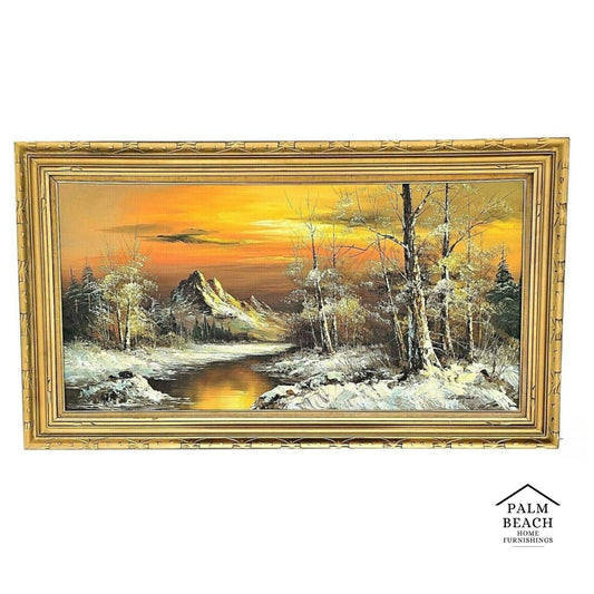 Vintage Huge 48" Original Signed G WHITMAN Landscape Oil Painting