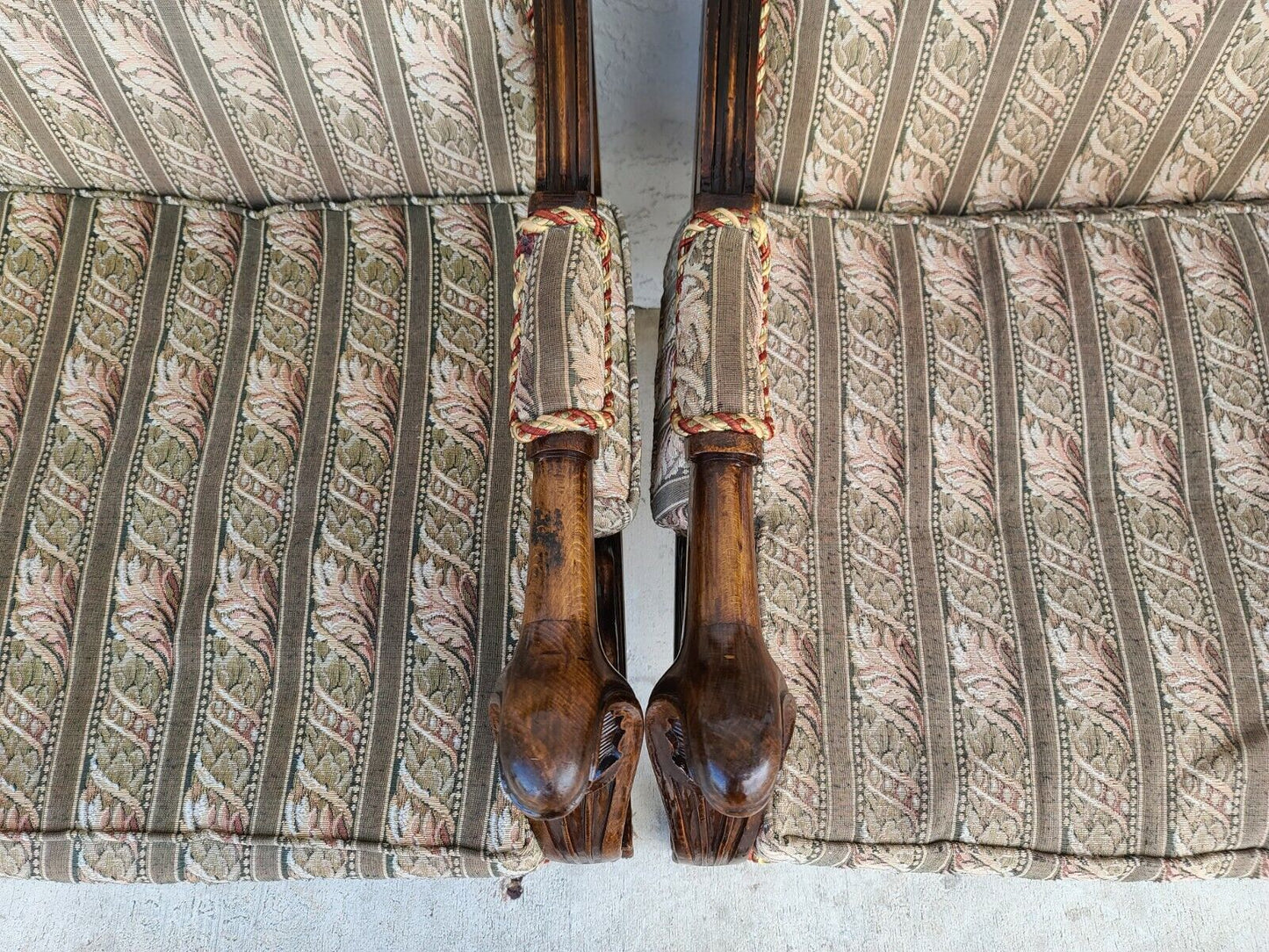 Egyptian Revival Carved Cobra & Isis Wings Mahogany Armchairs - A Pair