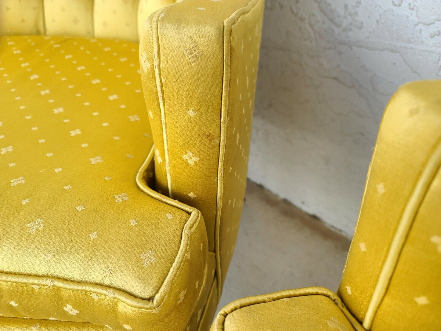 Mid Century SILVER CRAFT Hollywood Regency Tufted Club Lounge Chairs - A Pair