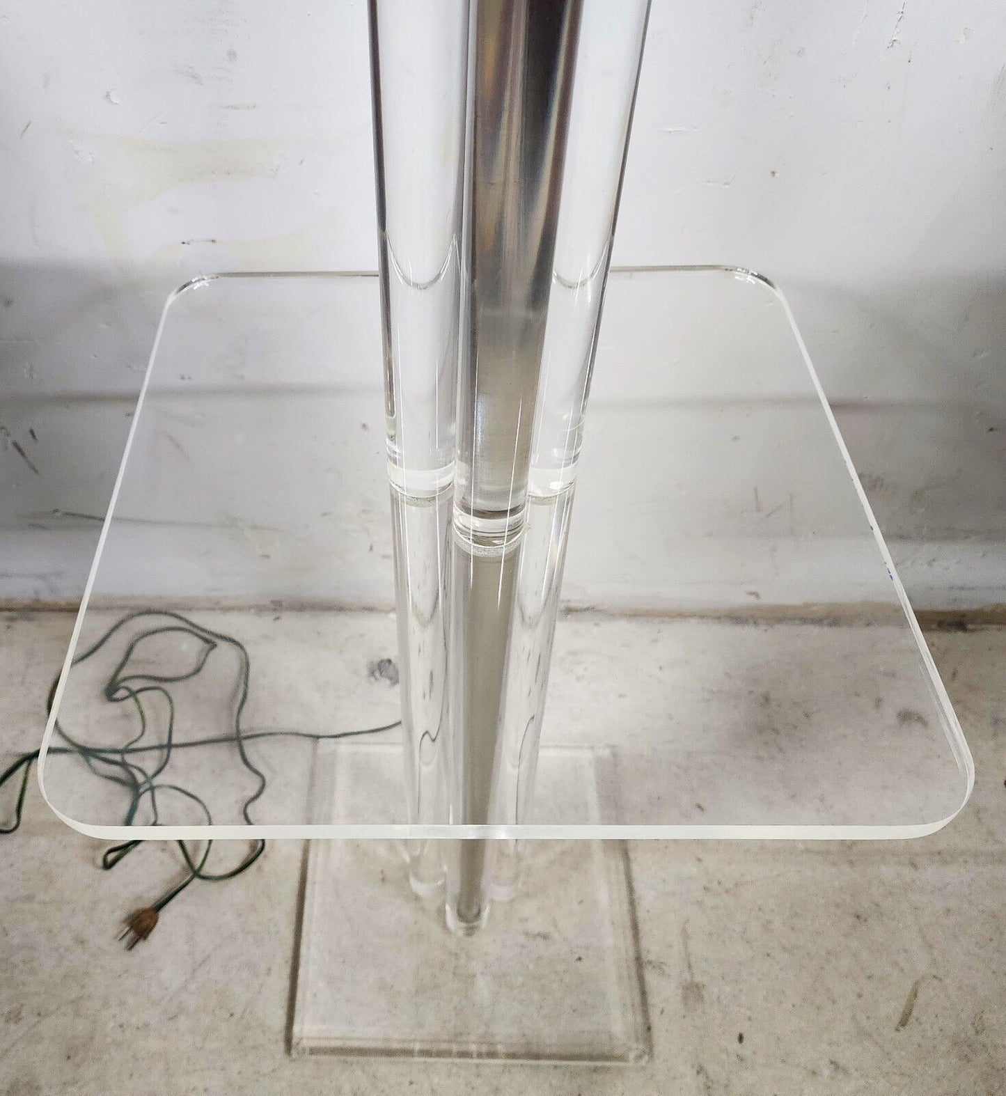 Lucite Floor Lamp with Table Vintage 1980s