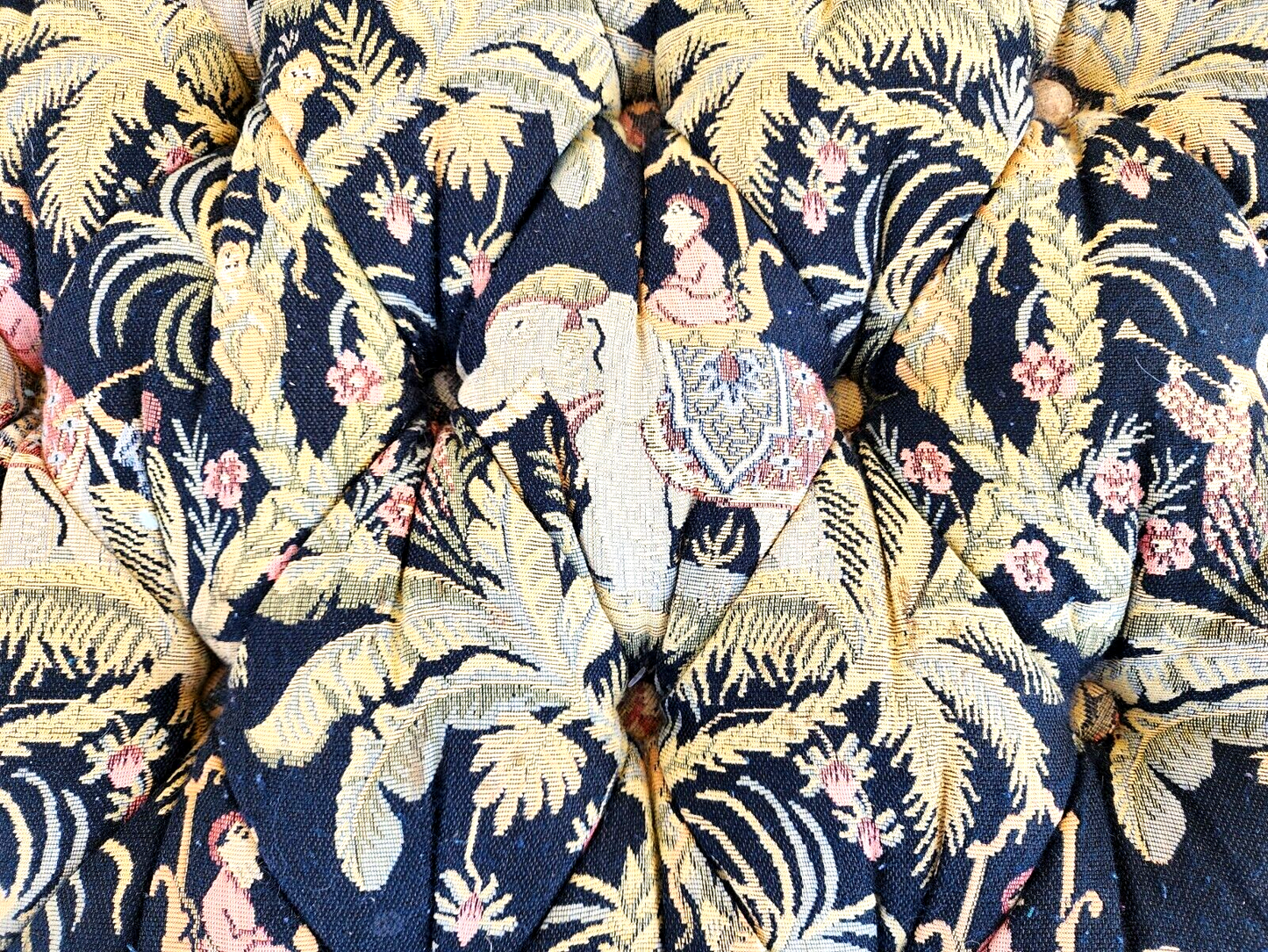 Oversized Ottoman Table Tufted Rolling Elephants Monkeys