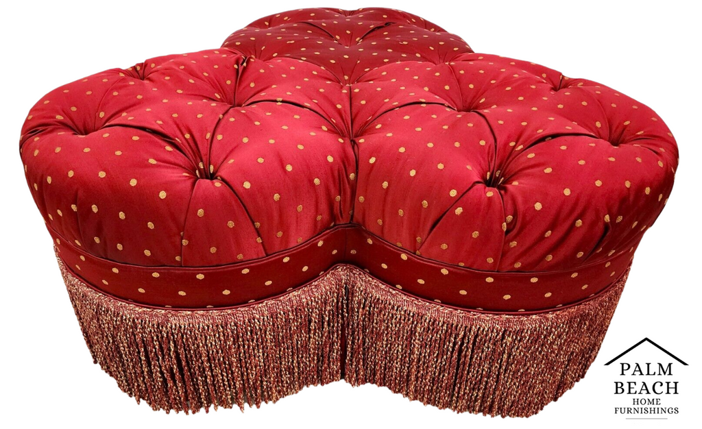 Clover Ottoman Pouf Tufted Hollywood Regency Boudoir Style