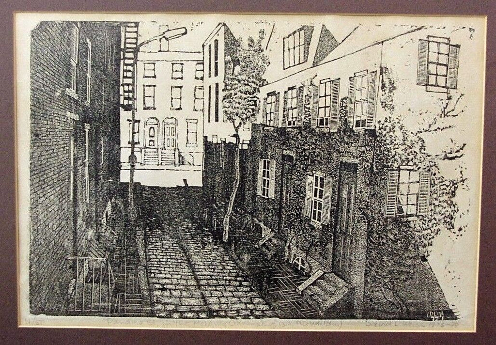 Vtg Signed David L Weiss 1976 Ltd Ed Lithograph Philadelphia Panama St Scene