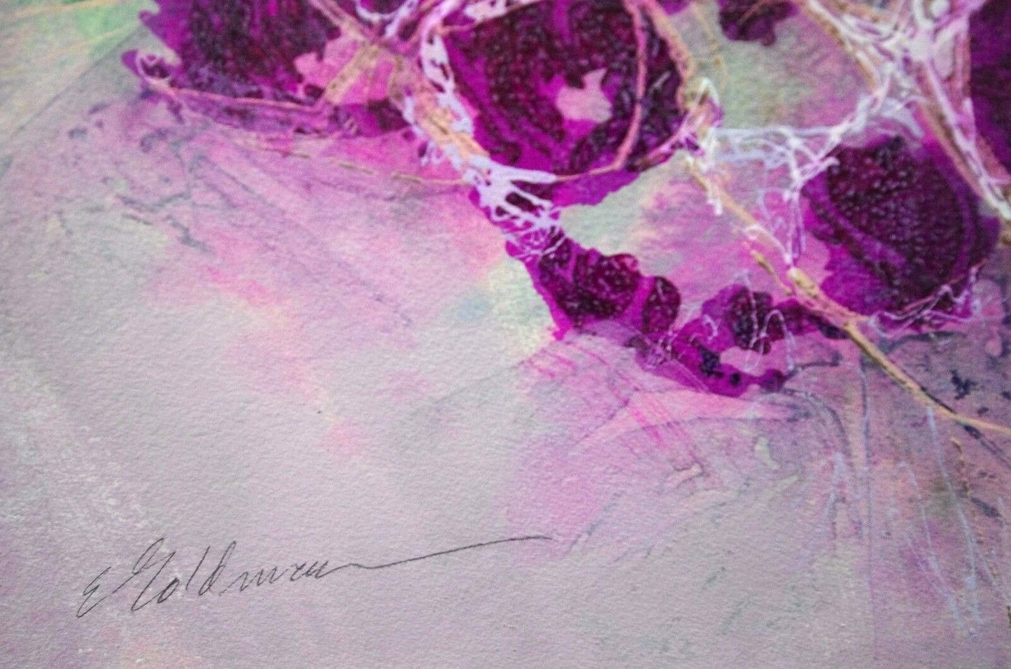 1988 Edward Goldman (1916-2006) Acrylic Gold Leaf Painting Signed