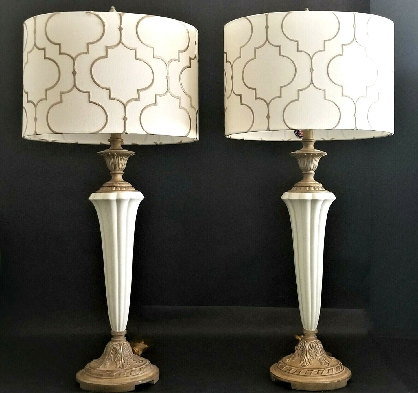 Pair of Elegant LENOX QUOIZEL Table Lamps with Coordinated Shades