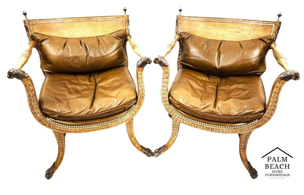 Hollywood Regency Leather " Cleopatra " Armchairs by FERGUSON COPELAND