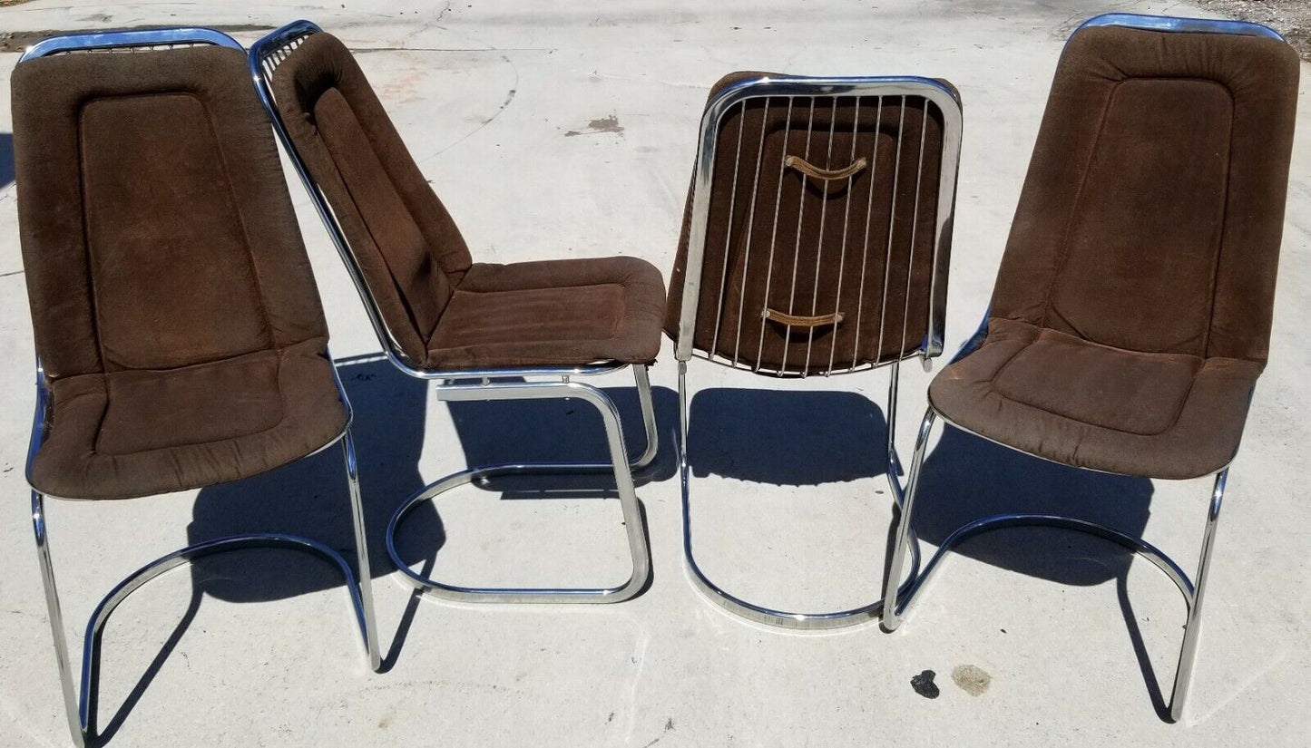 60's Pair of JERRY JOHNSON ARCADIA Mid Century Modern Tubular Chrome Bar Stools