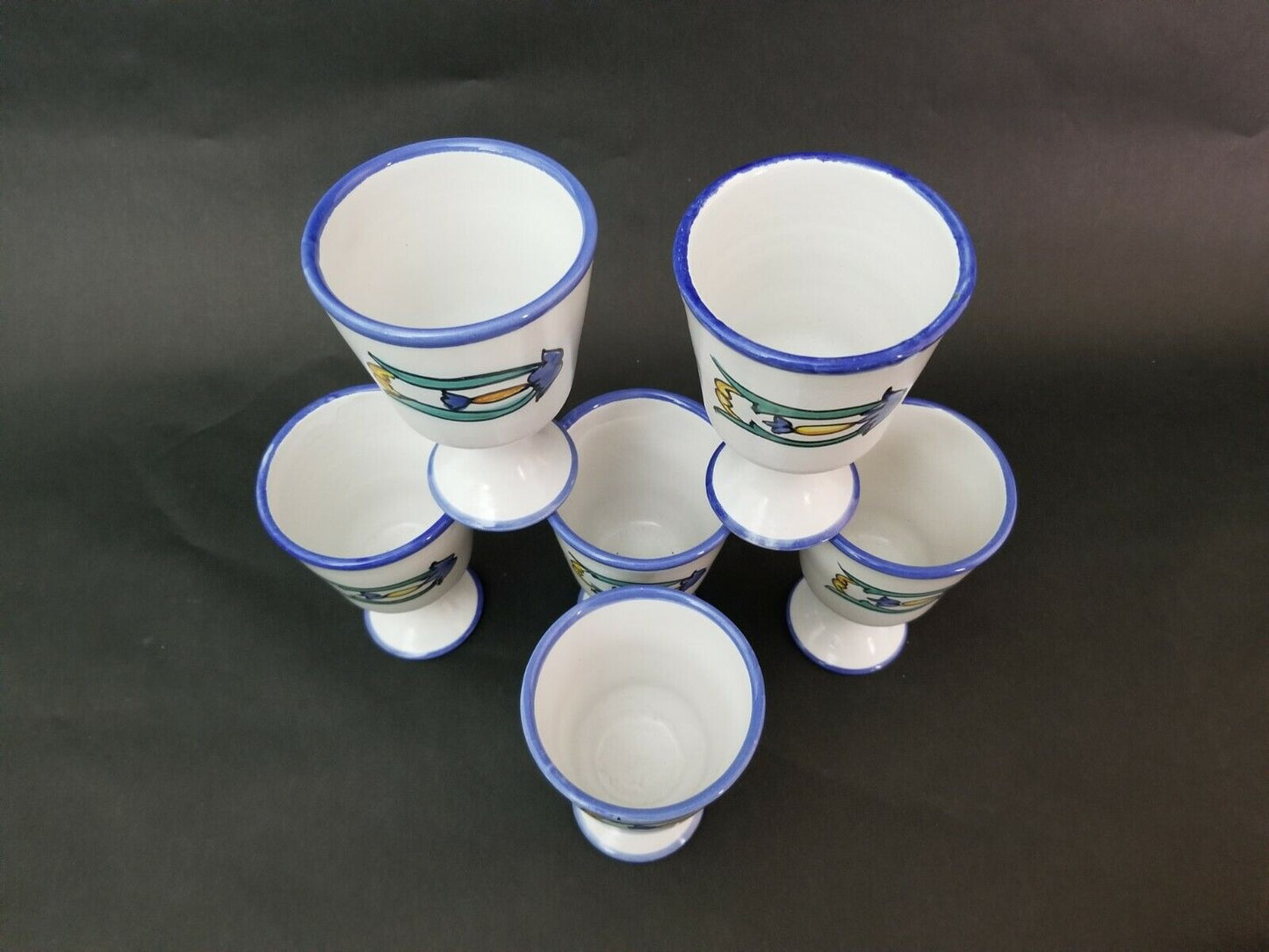 Set of 6 SOLIMENE Ceramiche Vietri sul Mare Fratelli Bros Wine Water Goblets