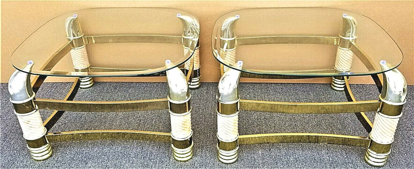 Mid-Century Faux Elephant Tusk Side End Tables Tommaso Barbi Style - a Pair
