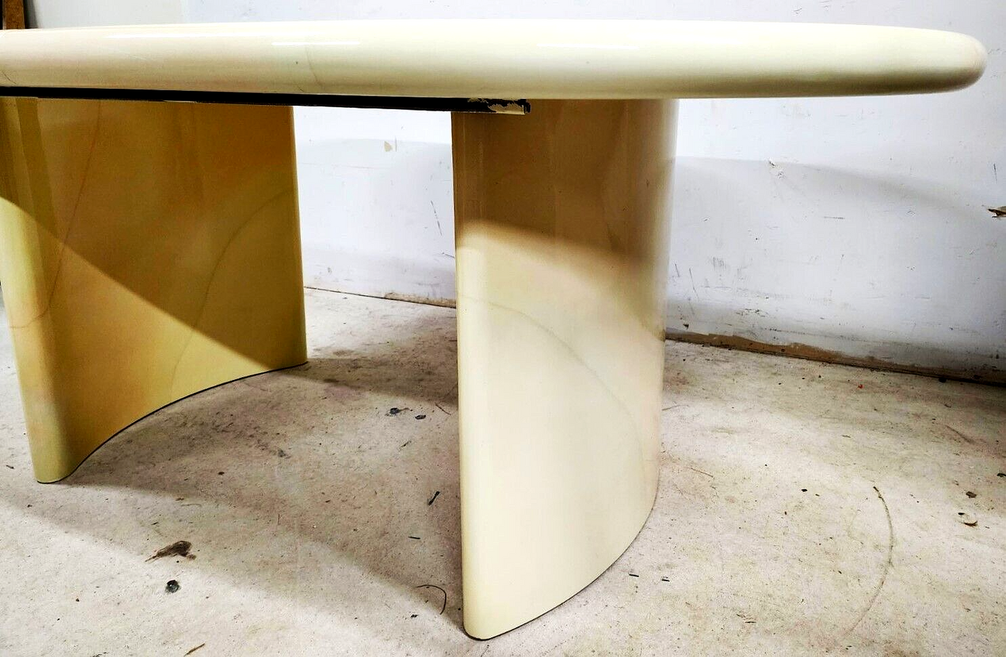 Goatskin Dining Table Karl Springer Style Lacquered 1980s with Leaf