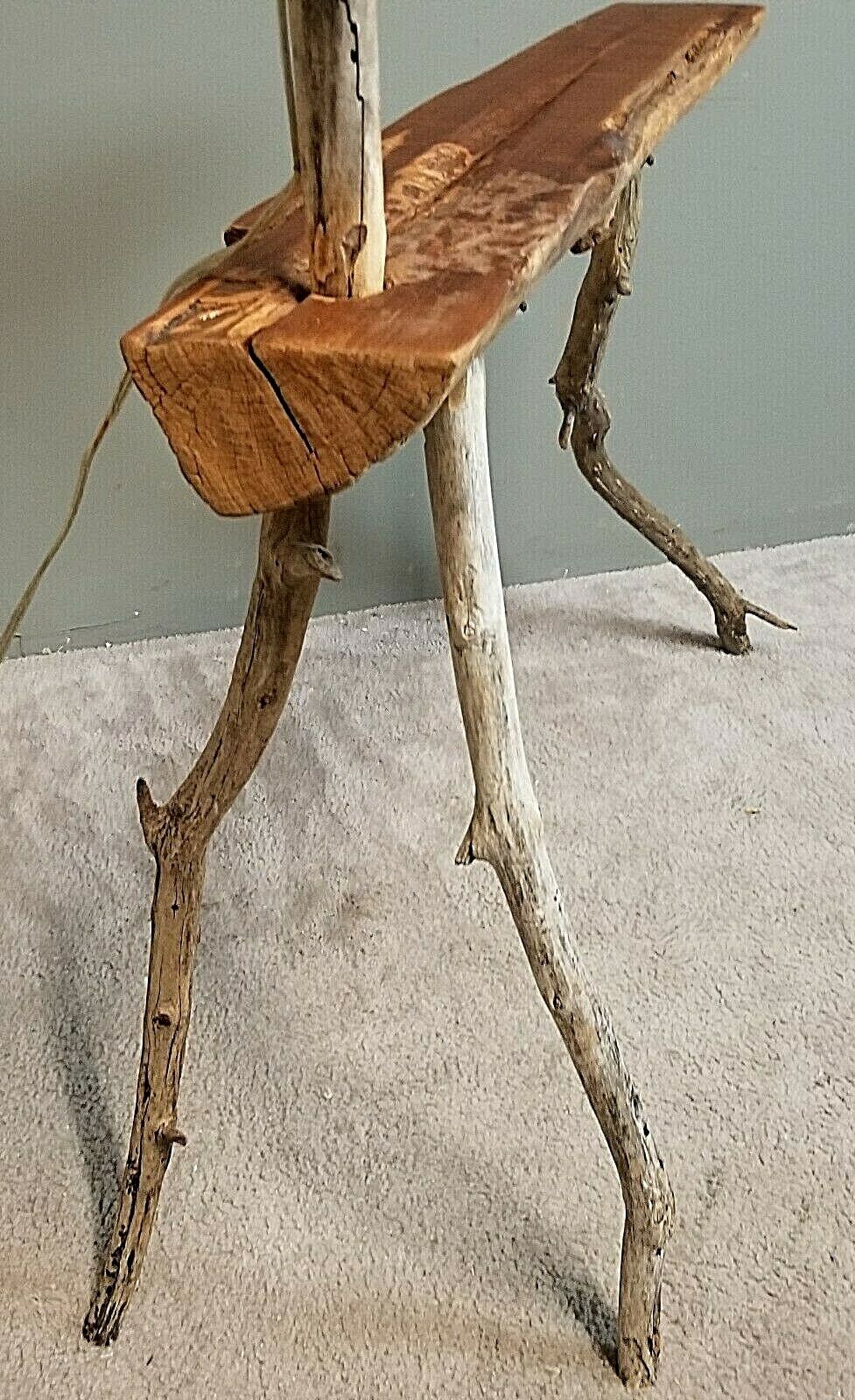 Vintage Large Animal Driftwood Floor Lamp w Table Horse Deer Beach House Coastal
