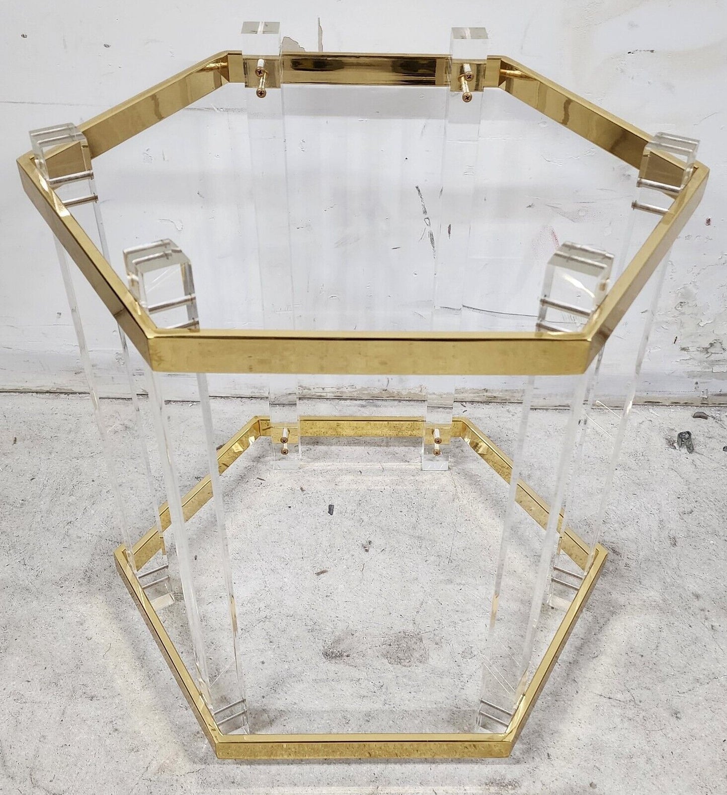 Lucite Side Table CHARLES HOLLIS JONES Style 24 Karat Gold Plated