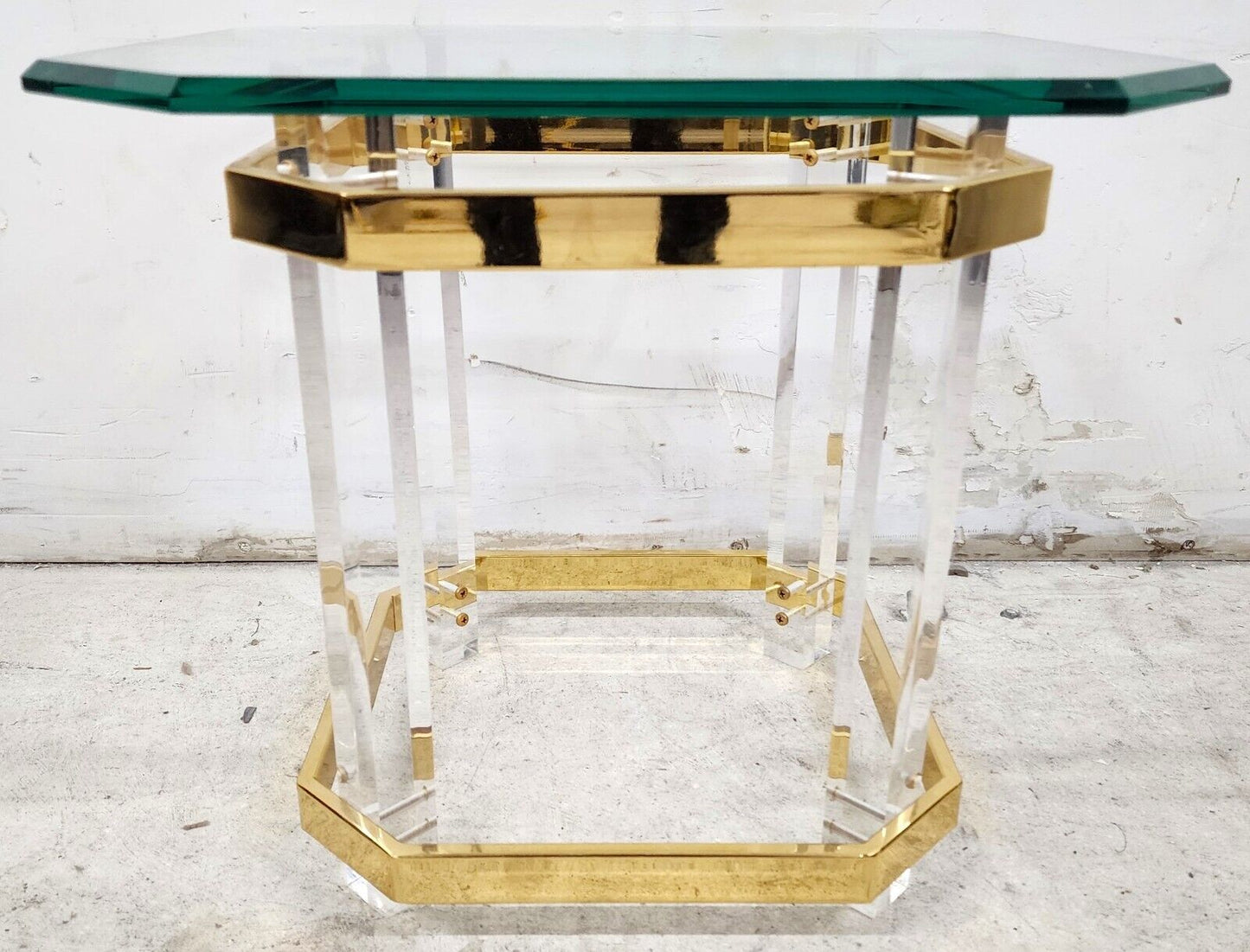 Lucite Side Coffee Table CHARLES HOLLIS JONES Style 24 Karat Gold Plated Petite