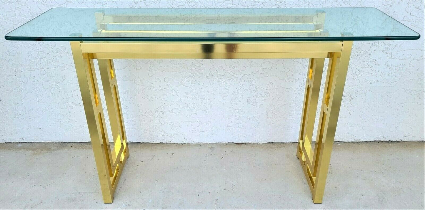 Mid Century Modern Metal and Glass Console Table 52"