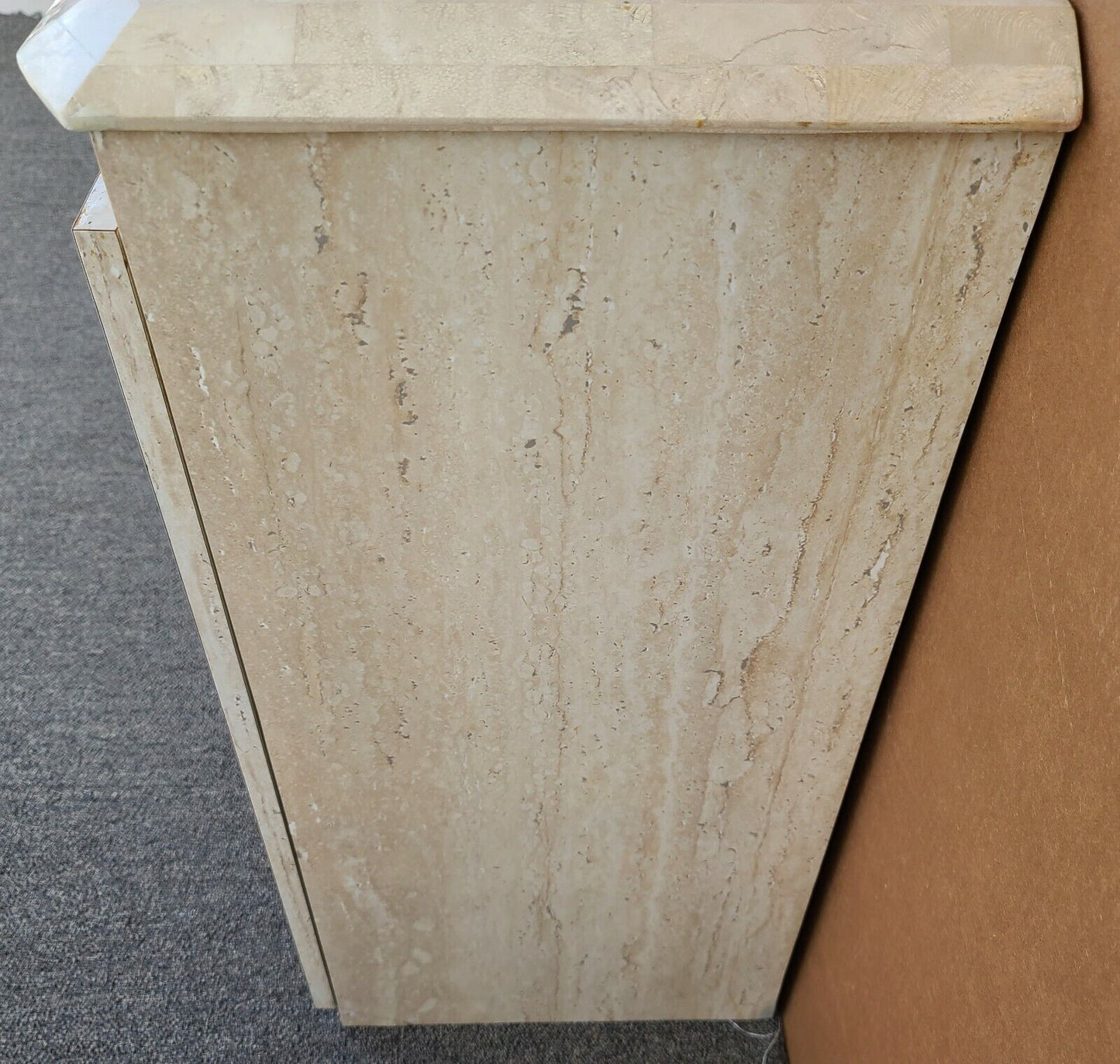 Sideboard Credenza Maitland Smith Style Tessellated Stone & Faux Travertine