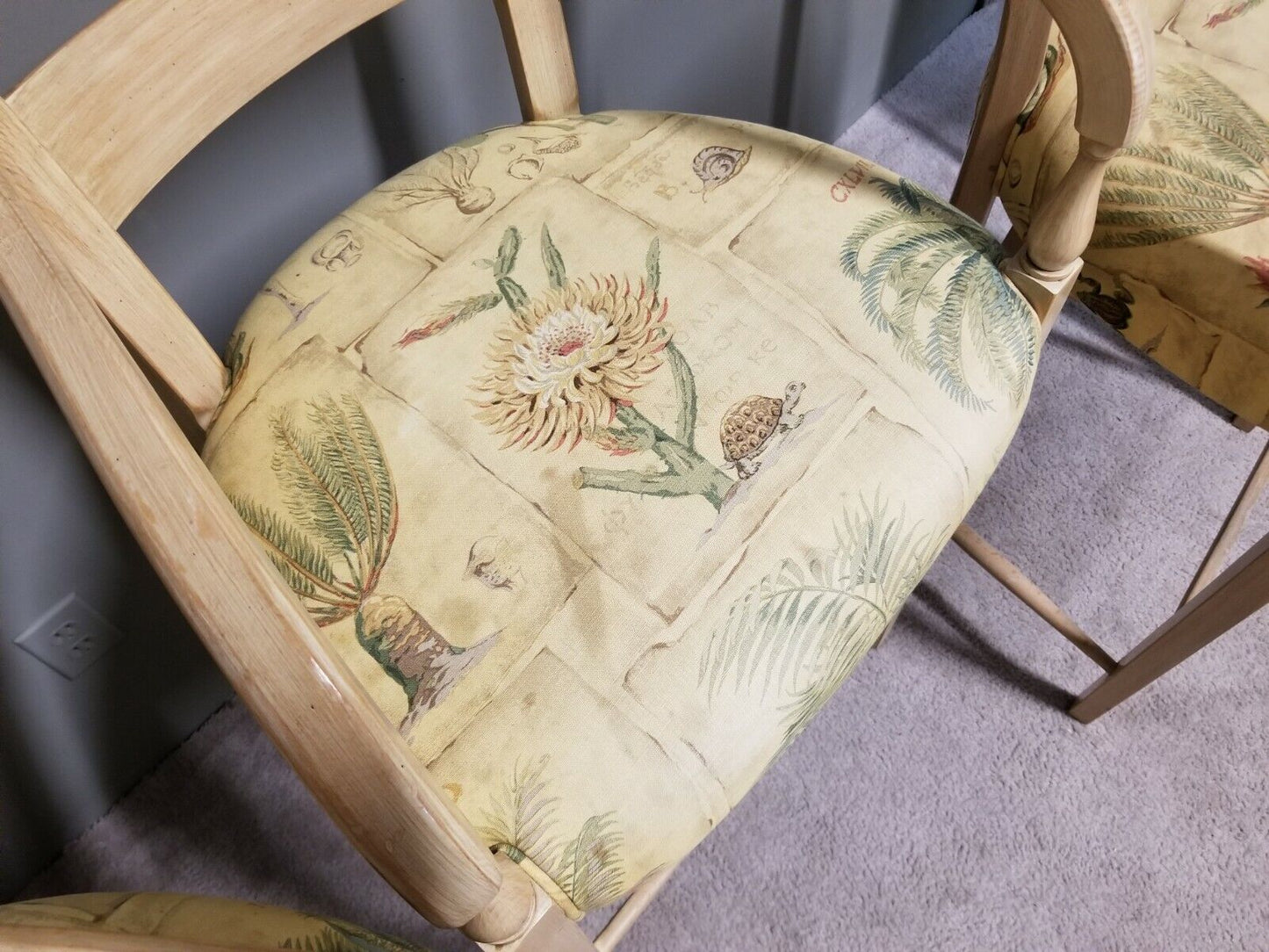 Set of 4 Tall WILLIAM SWITZER Country French Lacquered Light Wood Bar Stools