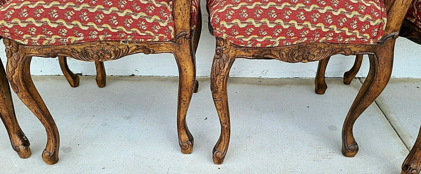 (4) Newly Upholstered French Provincial Louis XV Style Solid Wood Dining Chairs