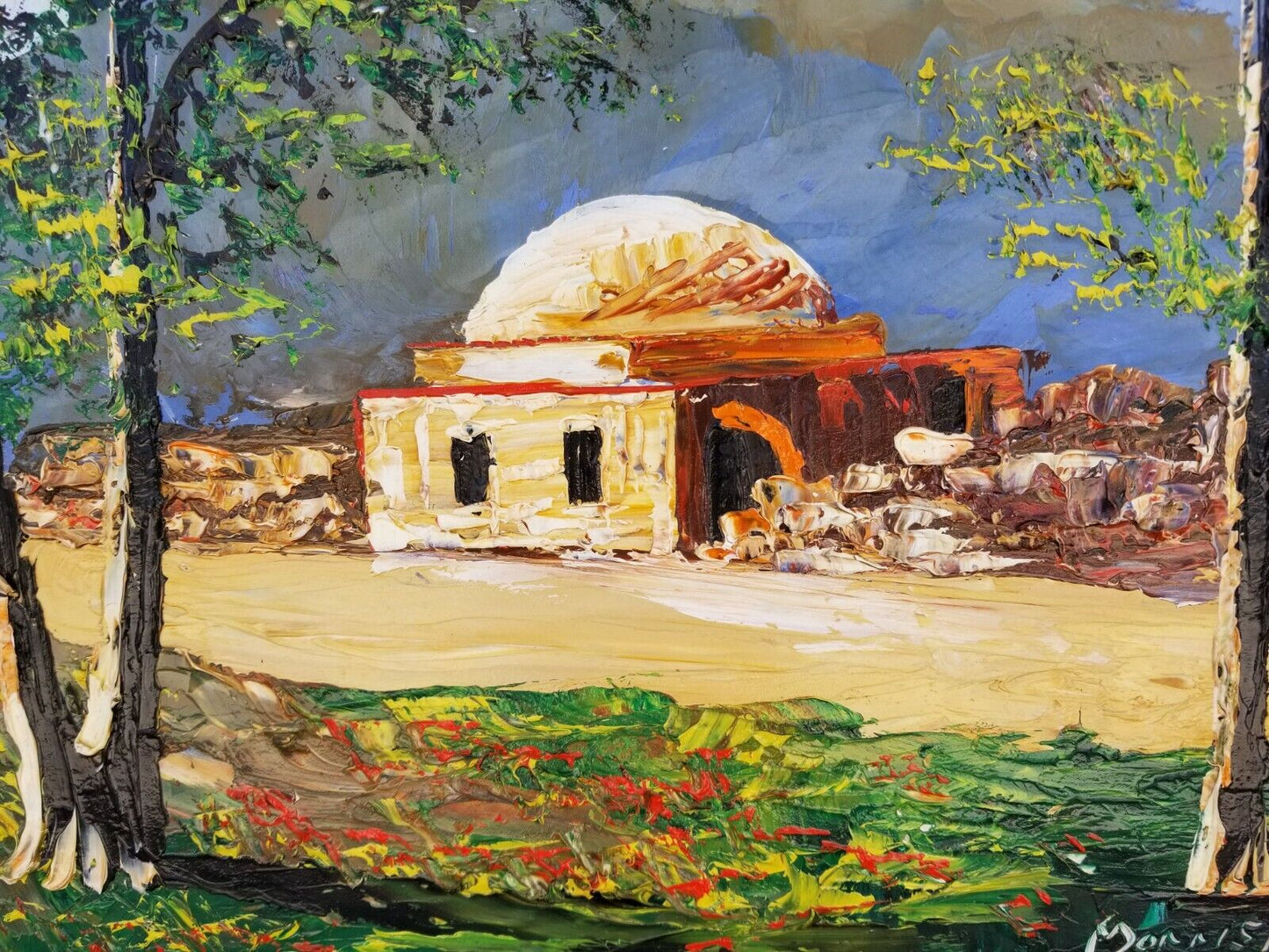 1978 Original Signed MORRIS KATZ Oil Painting of Rachel's Tomb Framed on Board