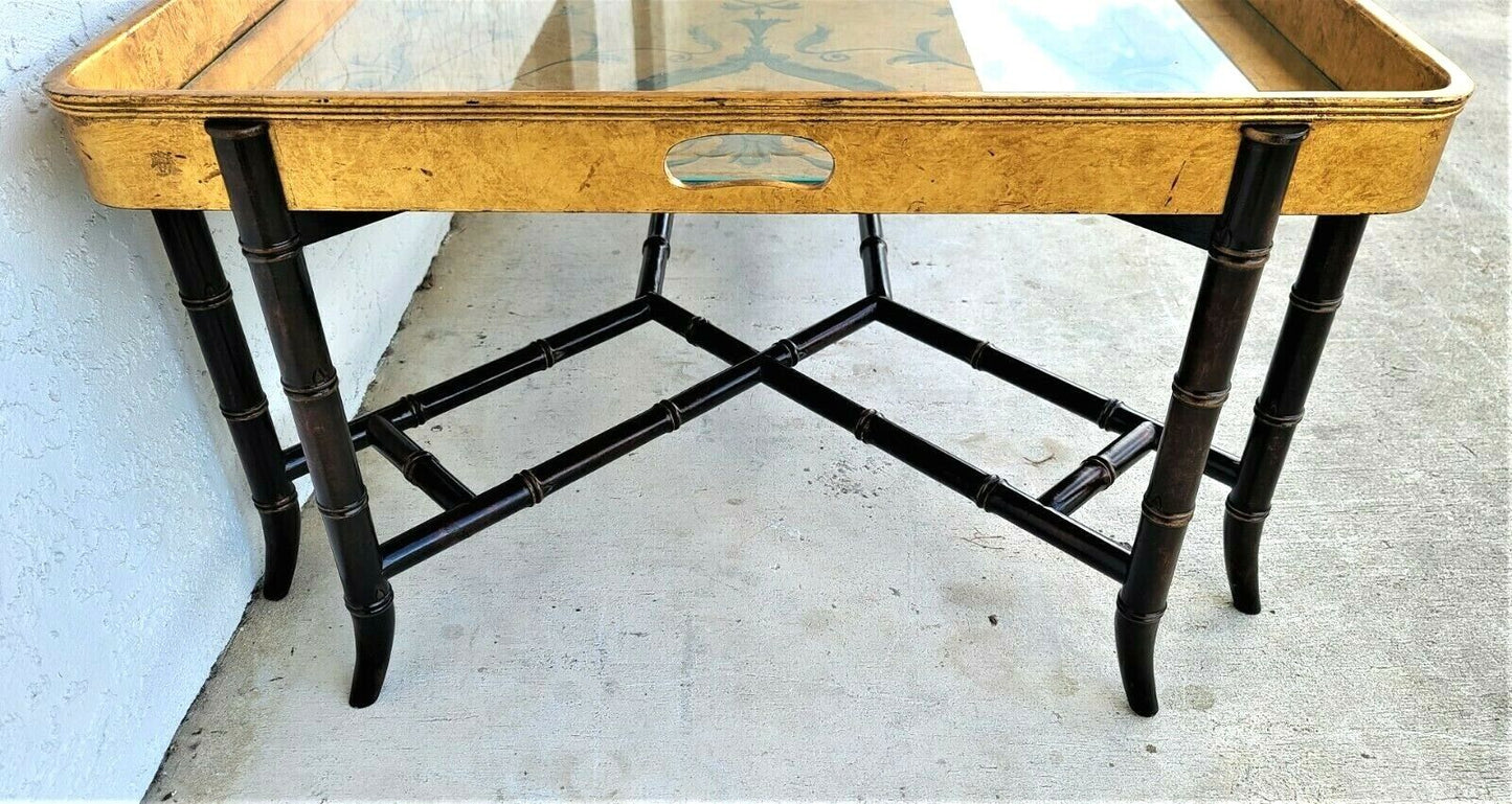 EJ VICTOR Gilt Tray Top Faux Bamboo Cocktail Coffee Table