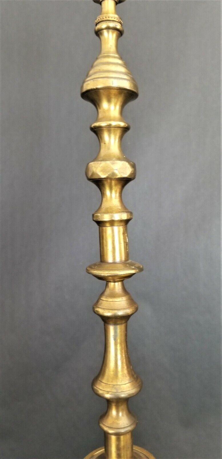 Tall Solid Brass Lamp with Working Dinner Ship Call Bell Base 47"