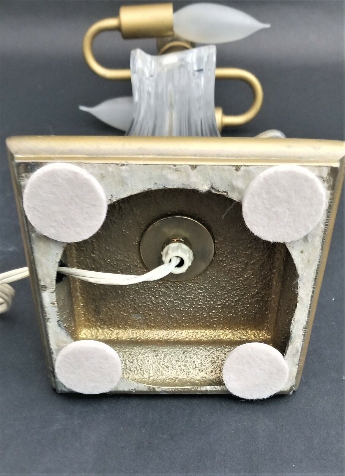 1970's COFRAC ART VERRIER Hand Blown Heavy Crystal and Brass Petite Table Lamp