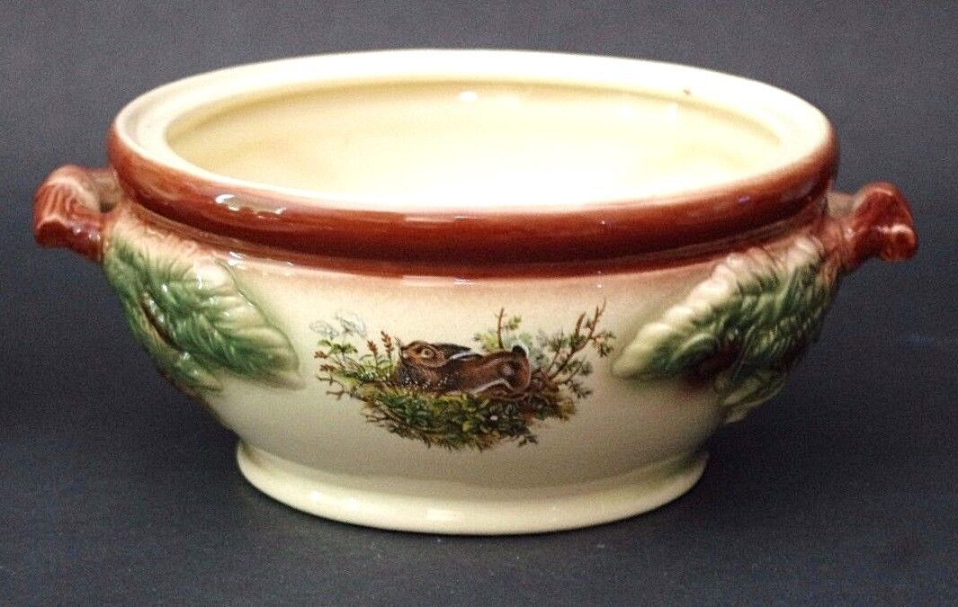 Antique KERAMIK STUDIO HANDMADE PEASANT POTTERY Wild Game Serving Soup Tureen