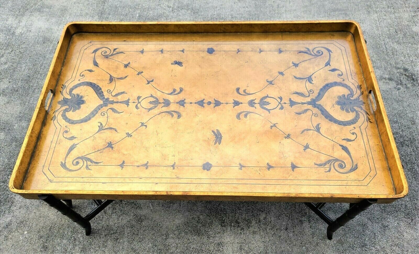 EJ VICTOR Gilt Tray Top Faux Bamboo Cocktail Coffee Table