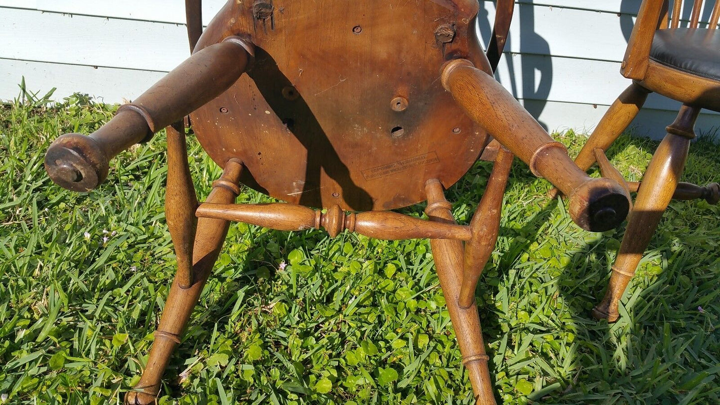 Pair Vtg Mid Century 1954 THOMASVILLE Bentwood Windsor Dining Armchairs Bowback
