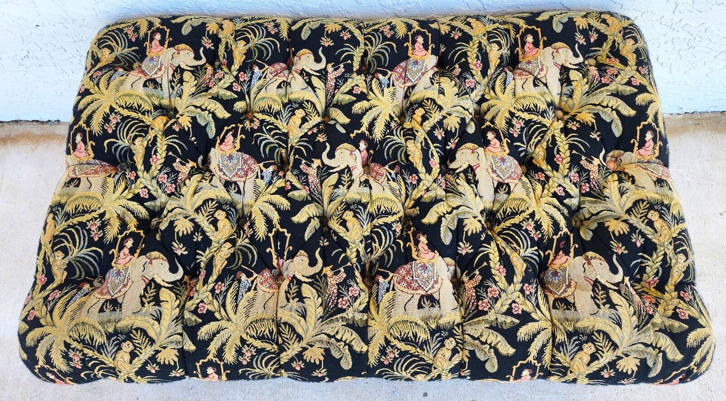 Oversized Ottoman Table Tufted Rolling Elephants Monkeys