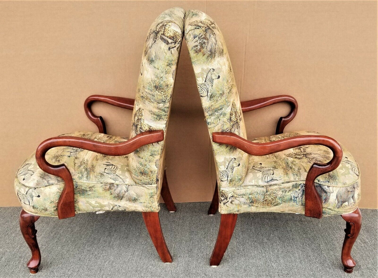 Pair of African Safari Style Accent Dining Armchairs by BEST CHAIR COMPANY
