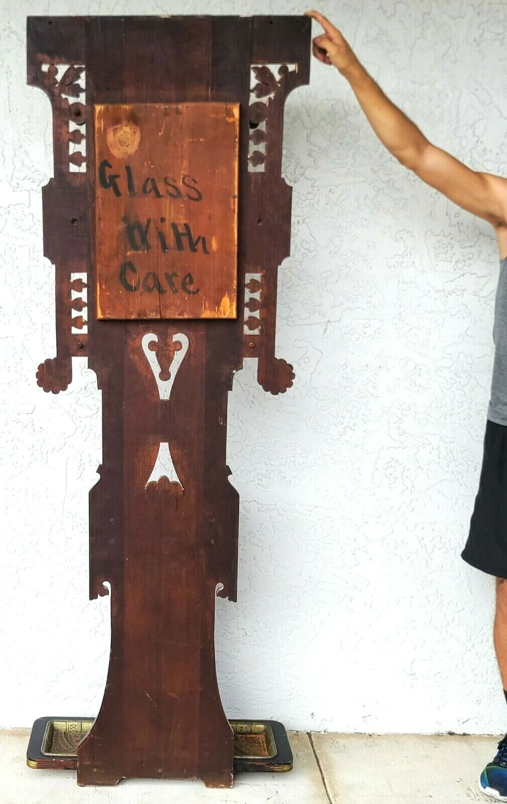 Antique M & H Solid Wood Hall Tree with Marble Top and Drawer