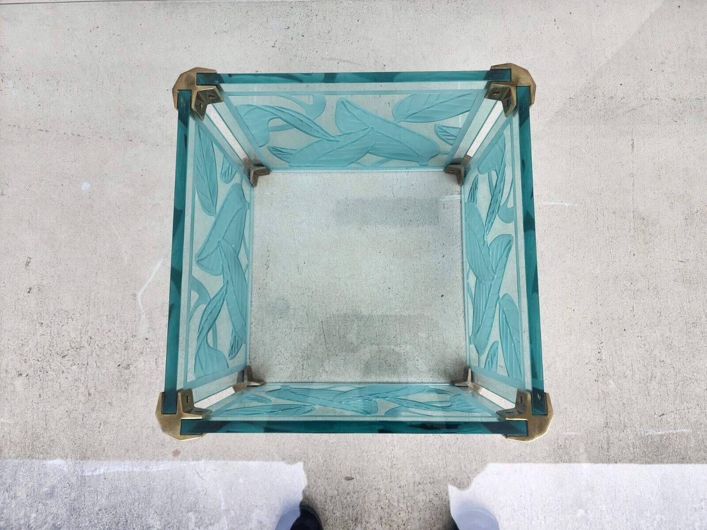 Coffee Cocktail Table Etched Glass Dennis Abbe Coastal Palm Beach